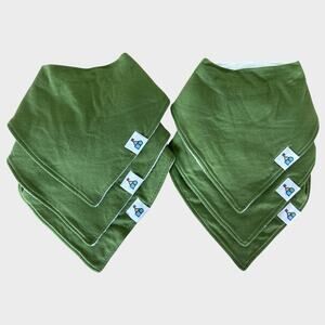Toppy Organic Cotton (6) Bandana Bibs for Baby Girls and Boys Olive Green